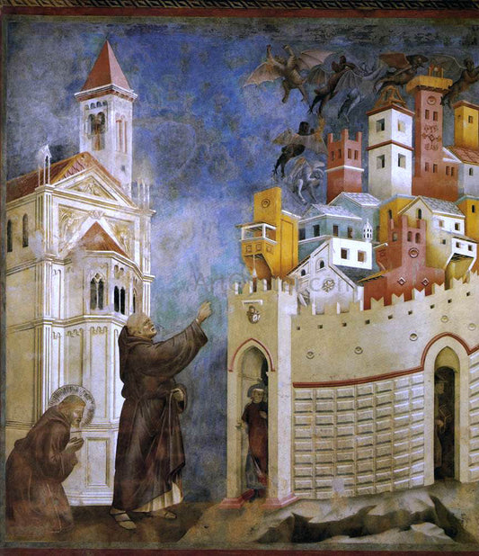 Giotto Di Bondone Legend of St Francis: 10. Exorcism of the Demons at Arezzo (Upper Church, San Francesco, Assisi) - Canvas Print
