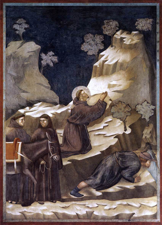 Giotto Di Bondone Legend of St Francis: 14. Miracle of the Spring (Upper Church, San Francesco, Assisi) - Canvas Print