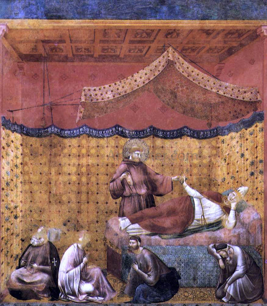 Giotto Di Bondone Legend of St Francis: 25. Dream of St Gregory (Upper Church, San Francesco, Assisi) - Canvas Print
