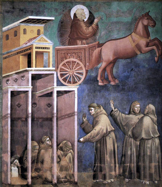 Giotto Di Bondone Legend of St Francis: 8. Vision of the Flaming Chariot (Upper Church, San Francesco, Assisi) - Canvas Print