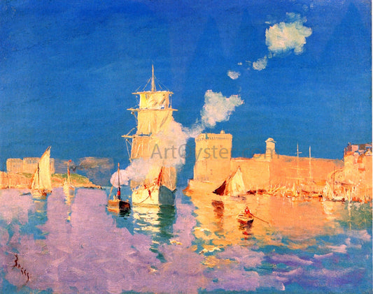 Frank Myers Boggs L'entree du port de Marseills - Canvas Print