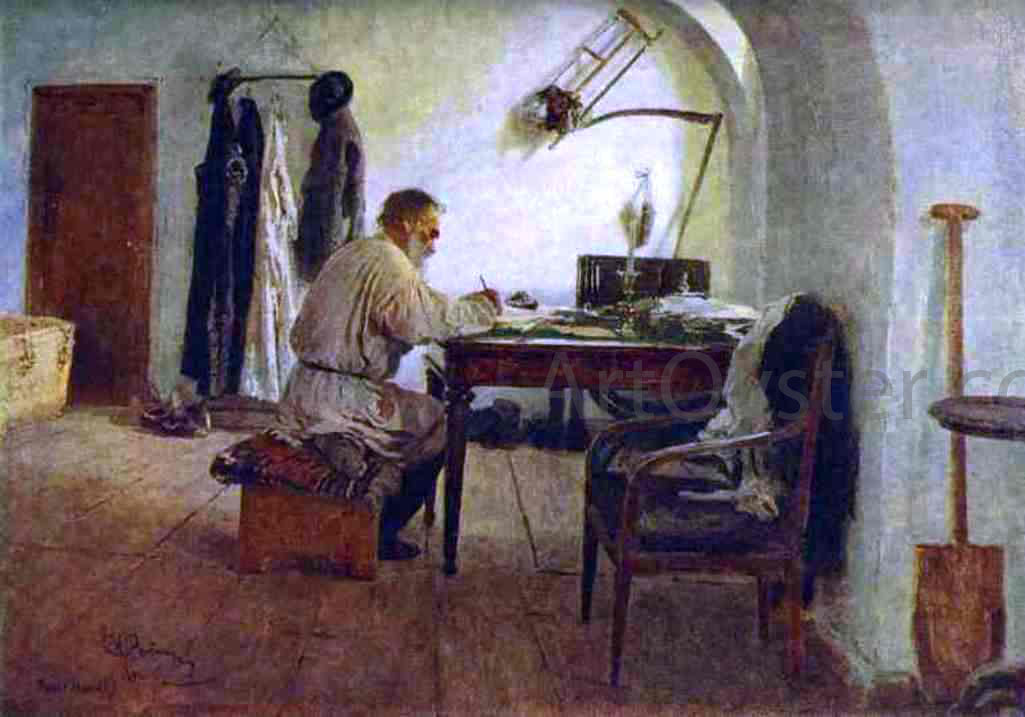Ilia Efimovich Repin Leo Tolstoy in His Study - Canvas Print