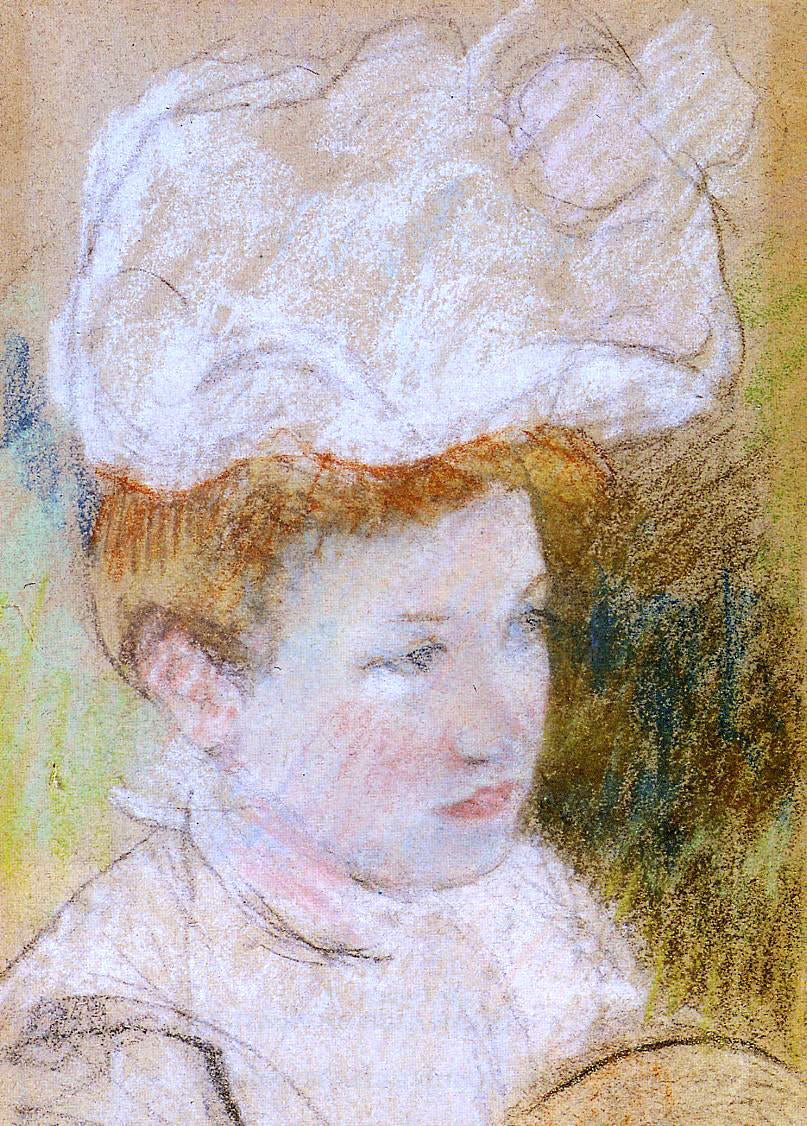Mary Cassatt Leontine in a Pink Fluffy Hat - Canvas Print