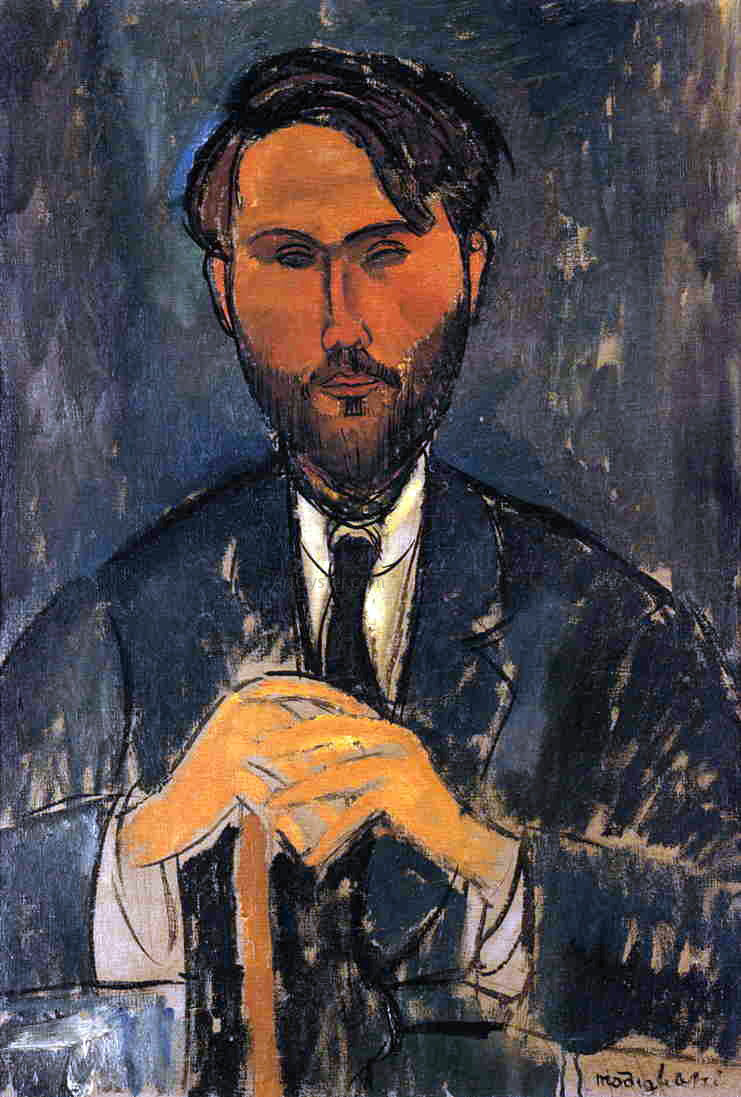 Amedeo Modigliani Leopold Zborowski with Cane (also known as Portrait of Zborowski with Yellow Hands) - Canvas Print