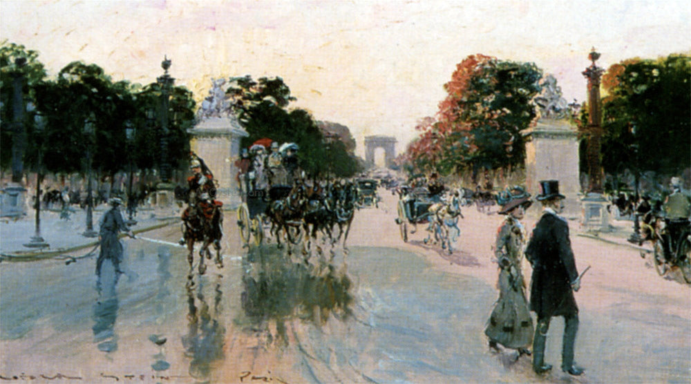 Georges Stein Les Champs Elysees Au Petit Matin - Canvas Print