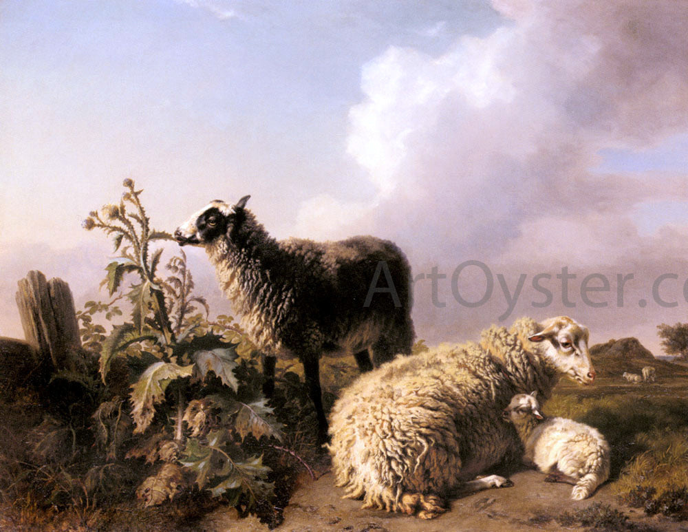 Edmond Baptiste Tschaggeny Les Moutons - Canvas Print