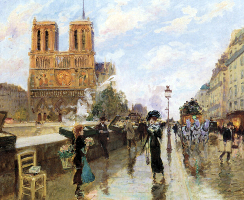 Georges Stein Les quais pres de Notre Dame - Canvas Print
