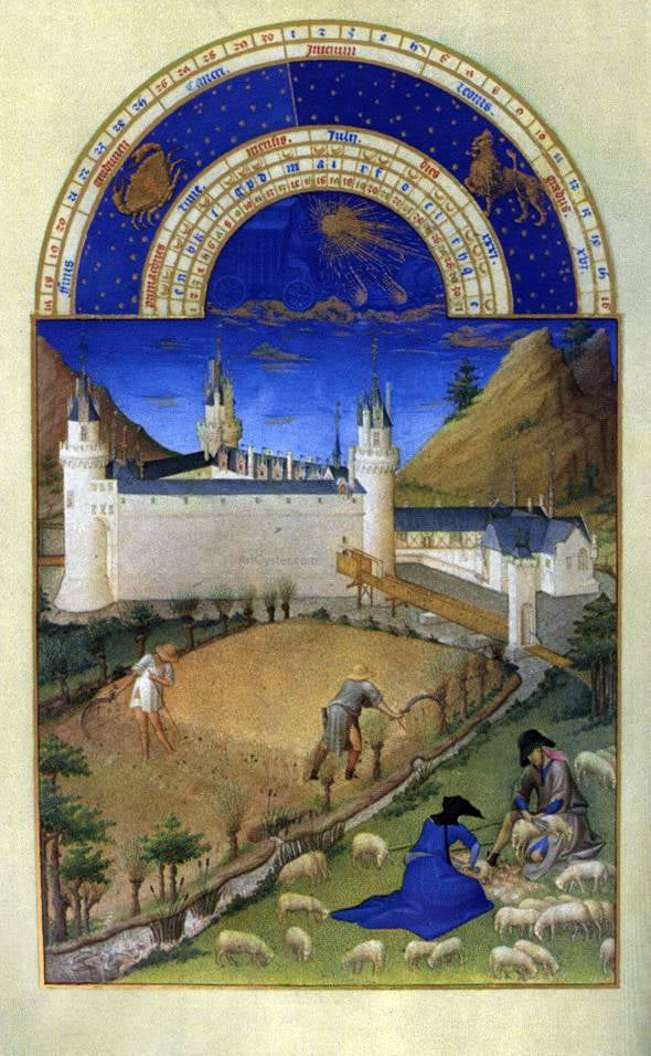 The Johan Limbourg Les tres riches heures du Duc de Berry: Juillet (July) - Canvas Print