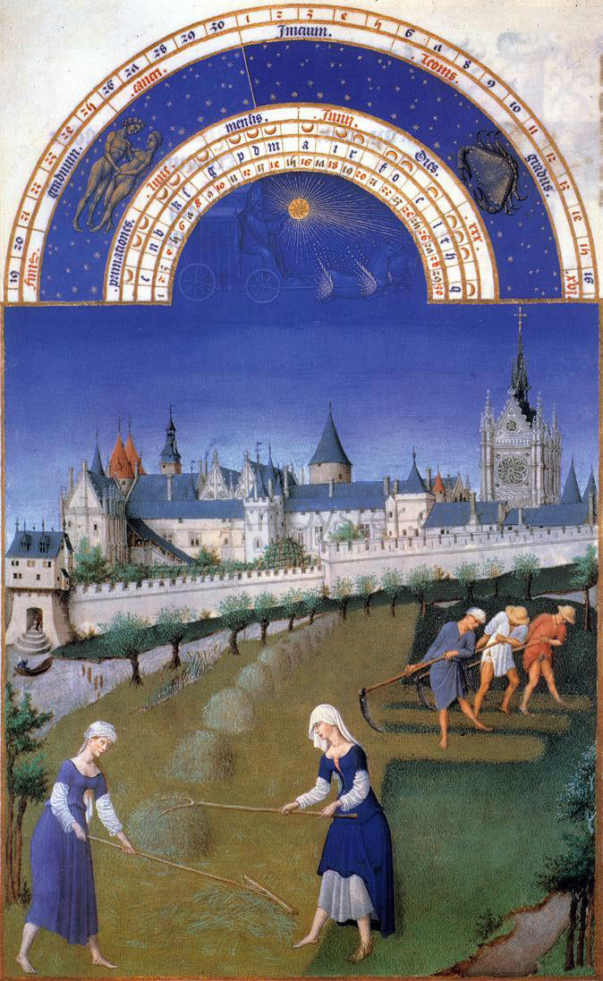 The Johan Limbourg Les tres riches heures du Duc de Berry: Juin (June) - Canvas Print