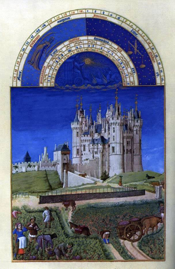 The Johan Limbourg Les tres riches heures du Duc de Berry: Septembre (September) - Canvas Print