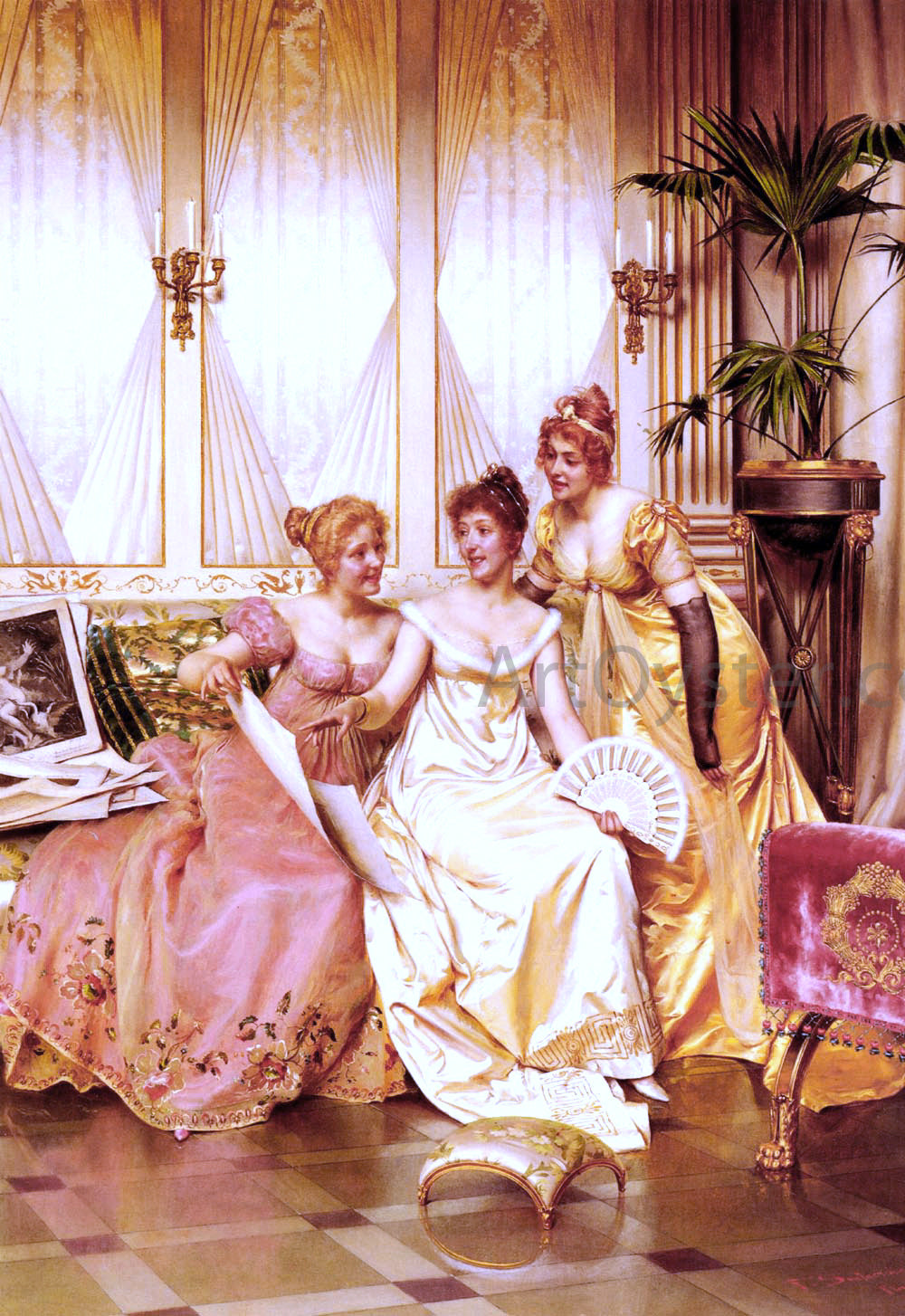 Frederic Soulacroix Les Trois Connaisseuses - Canvas Print