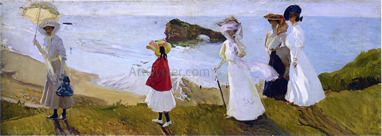 Joaquin Sorolla Y Bastida Lighthouse Walk at Biarritz - Canvas Print
