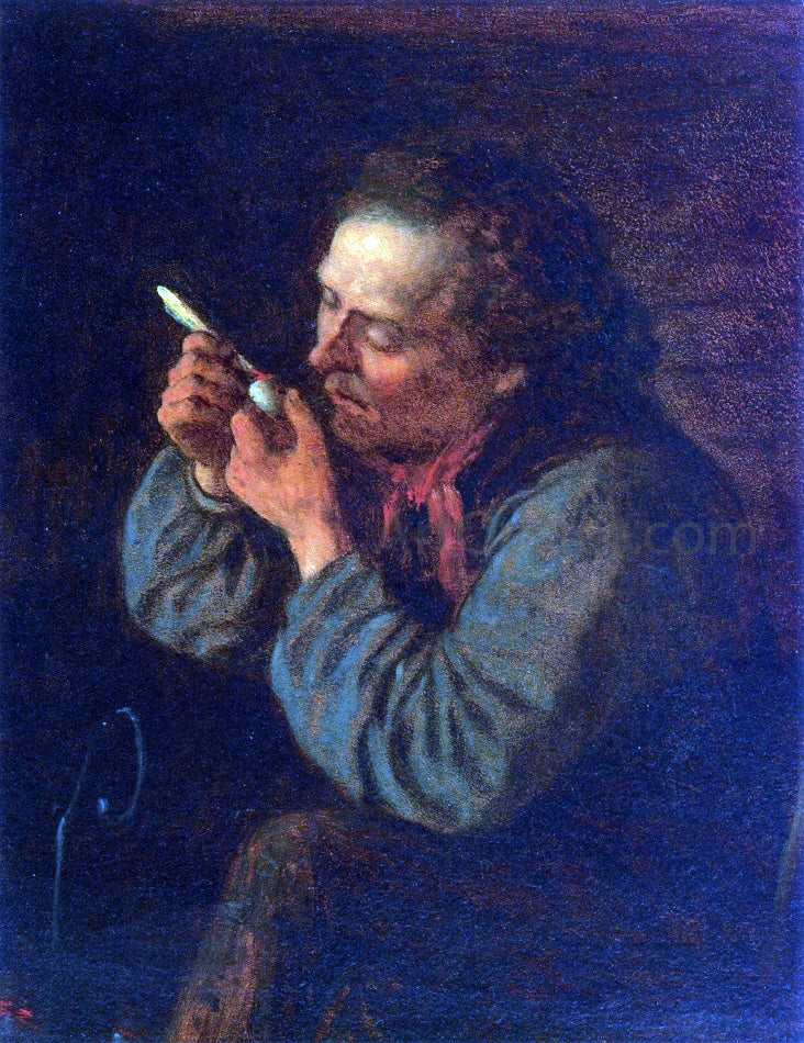 Eastman Johnson Lighting His Pipe - Canvas Print