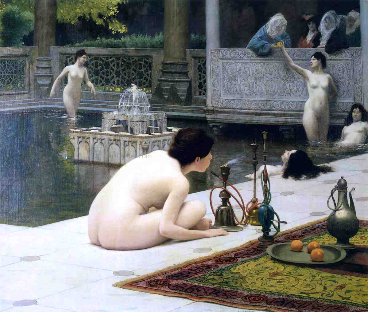 Jean-Leon Gerome Lighting the Pipe - Canvas Print
