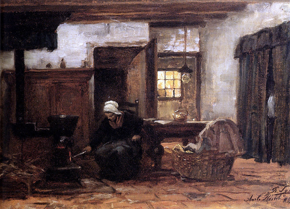 Philip Lodewijk Jacob Frederik Sadee Lighting The Stove - Canvas Print