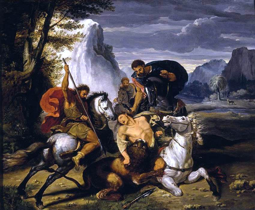 Benigne Gagneraux Lion Hunt - Canvas Print