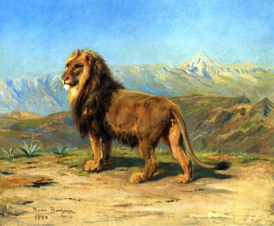 Rosa Bonheur Lion in a Mountainous Landscape - Canvas Print