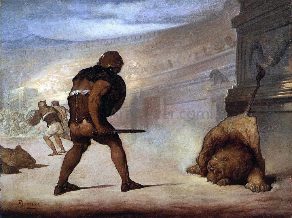 William Rimmer Lion in the Arena - Canvas Print