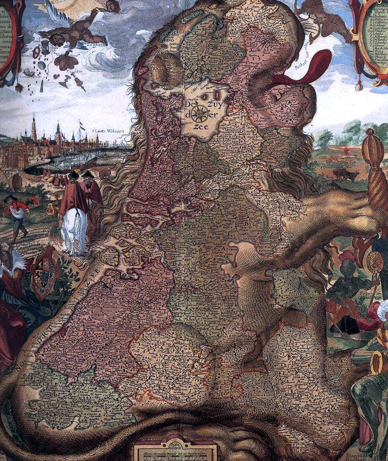 The Younger Claes Jansz Visscher Lion Map (Leo Belgicus) (detail) - Canvas Print