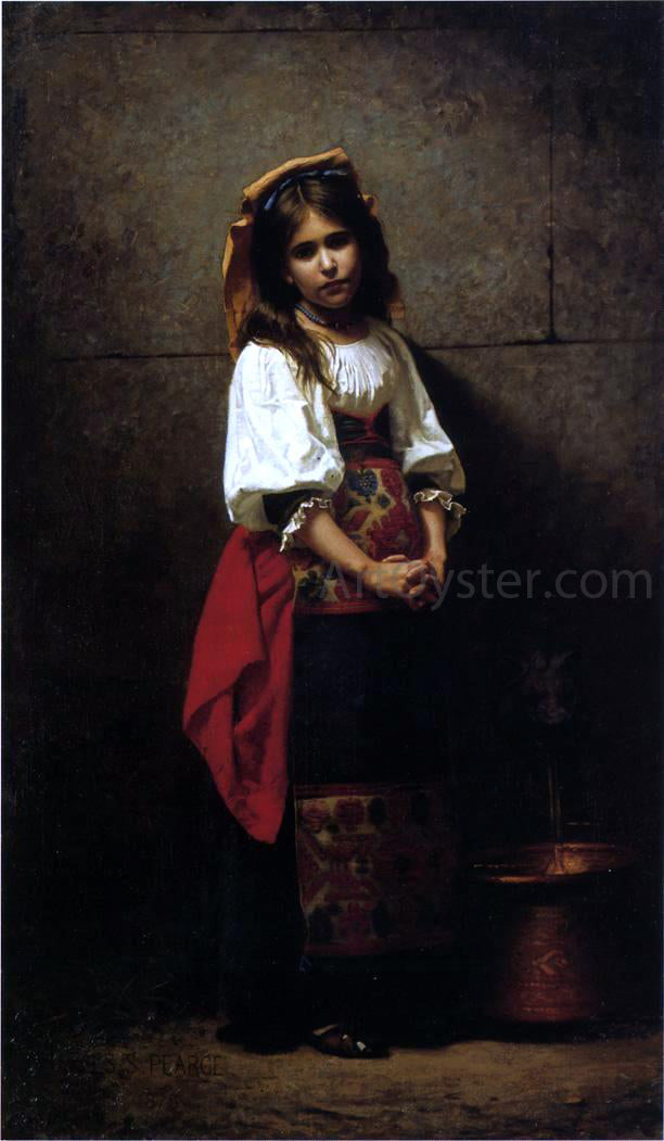 Charles Sprague Pearce L'Italienne (also known as At the Fountain) - Canvas Print