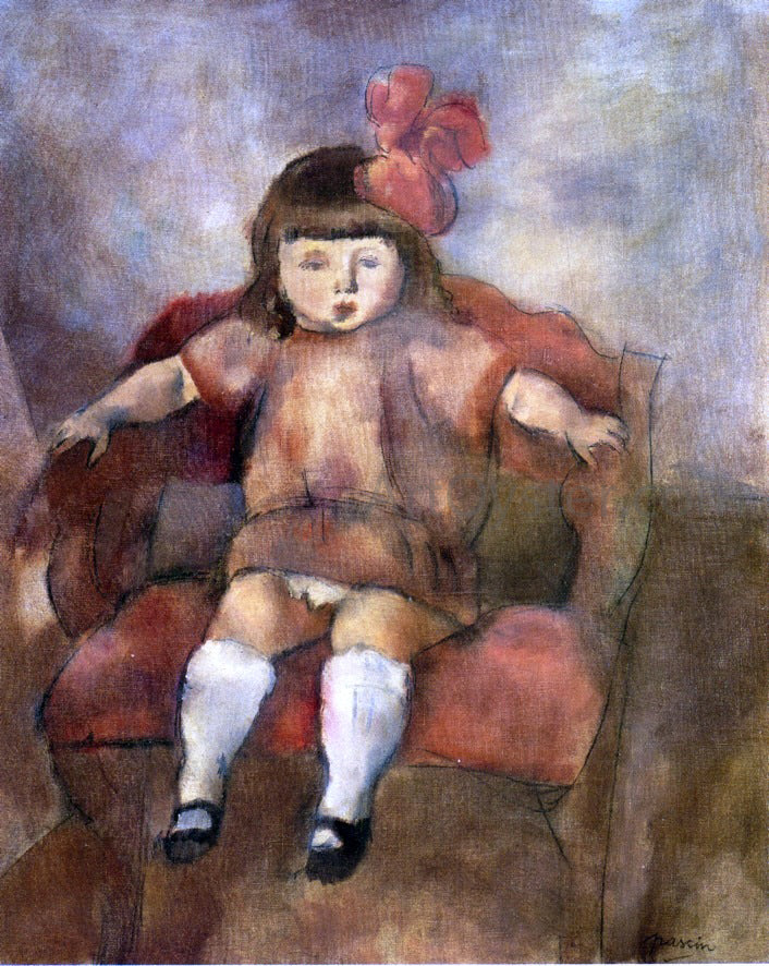 Jules Pascin Little Gifl on an Armchair - Canvas Print
