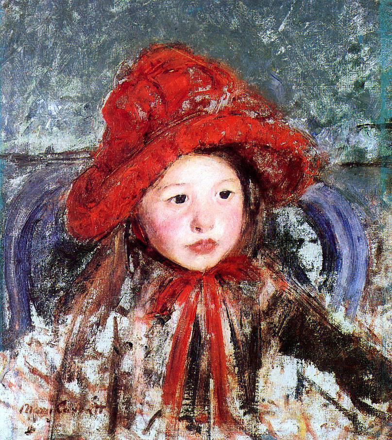 Mary Cassatt Little Girl in a Large Red Hat - Canvas Print