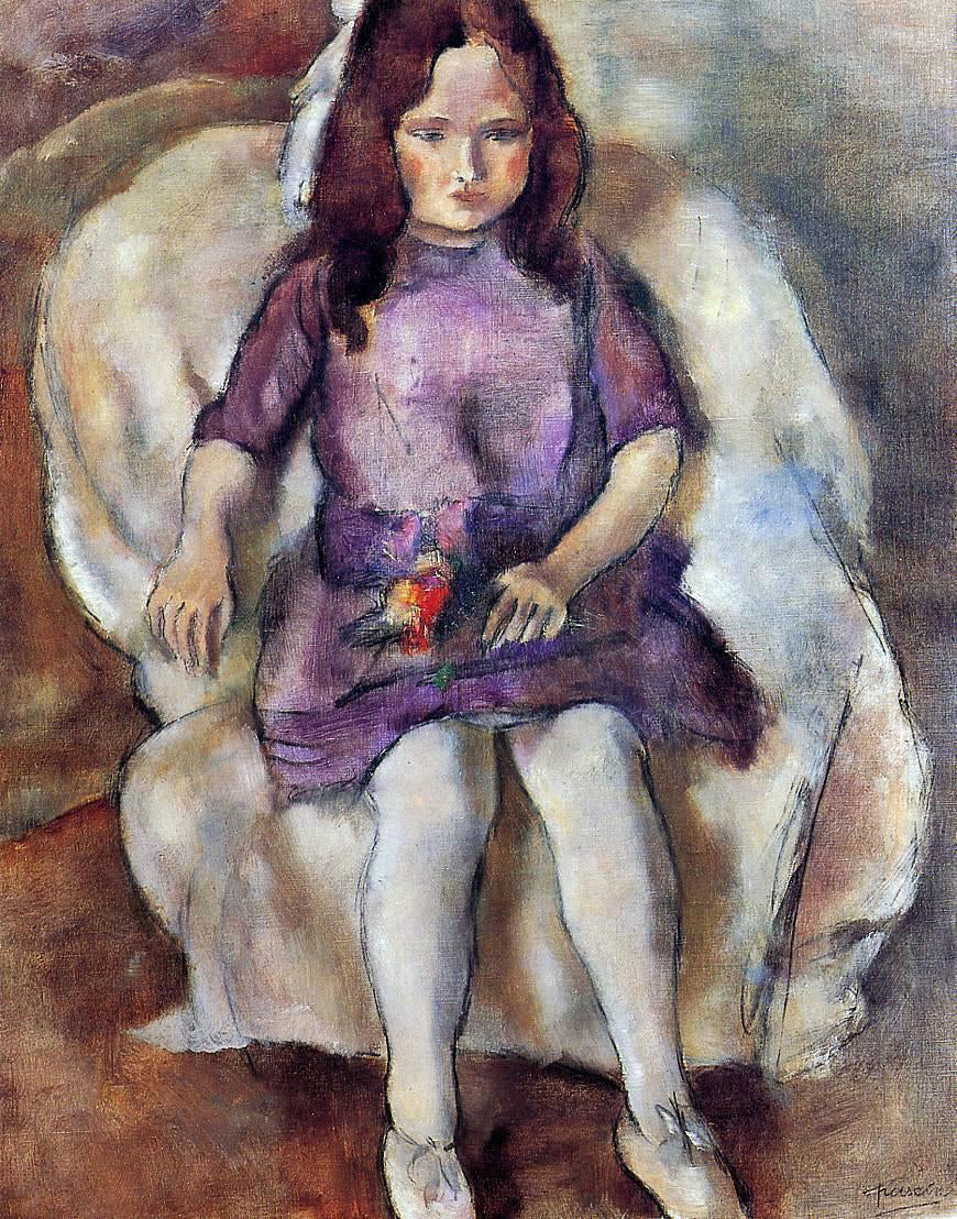 Jules Pascin Little Girl with a Bouquet - Canvas Print