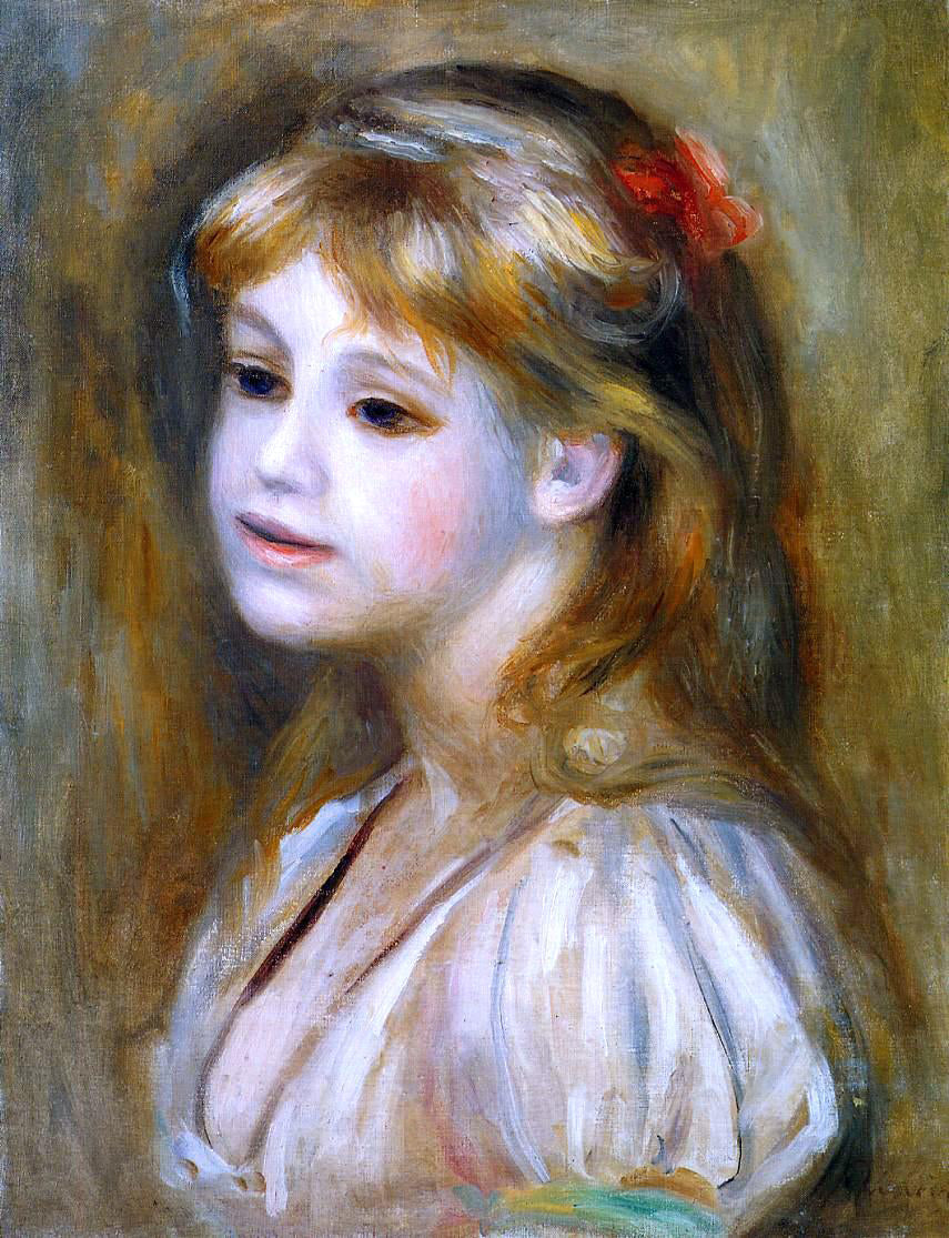 Pierre Auguste Renoir Little Girl with a Red Hair Knot - Canvas Print
