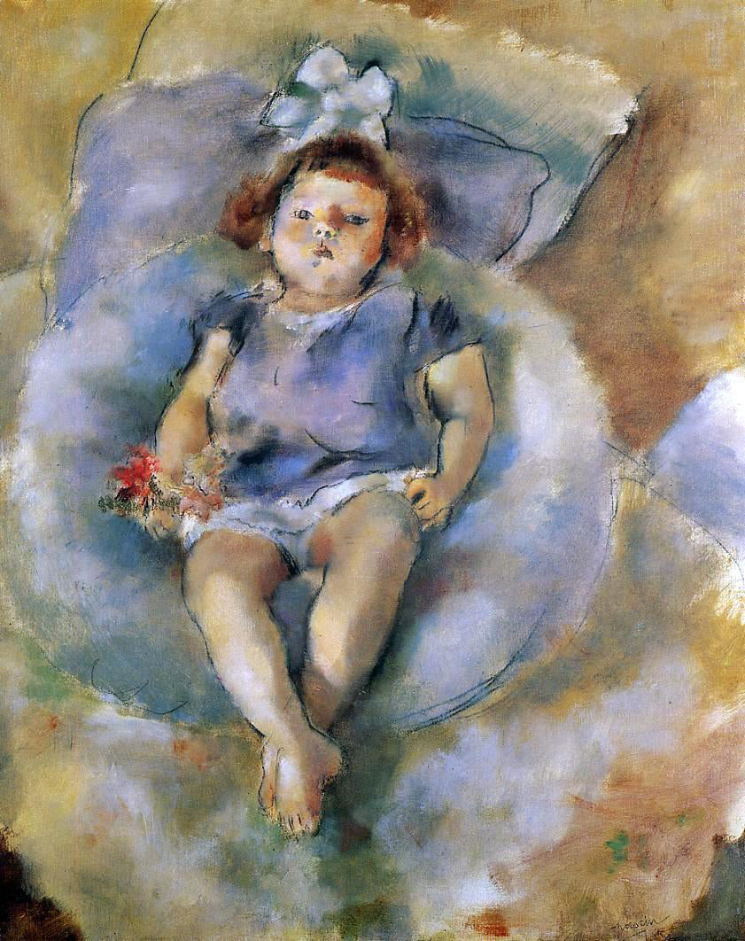 Jules Pascin Little Girl with a White Ribbon - Canvas Print