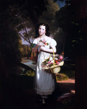 Charles Cromwell Ingham Little Girl with Flowers (Amelia Palmer) - Canvas Print