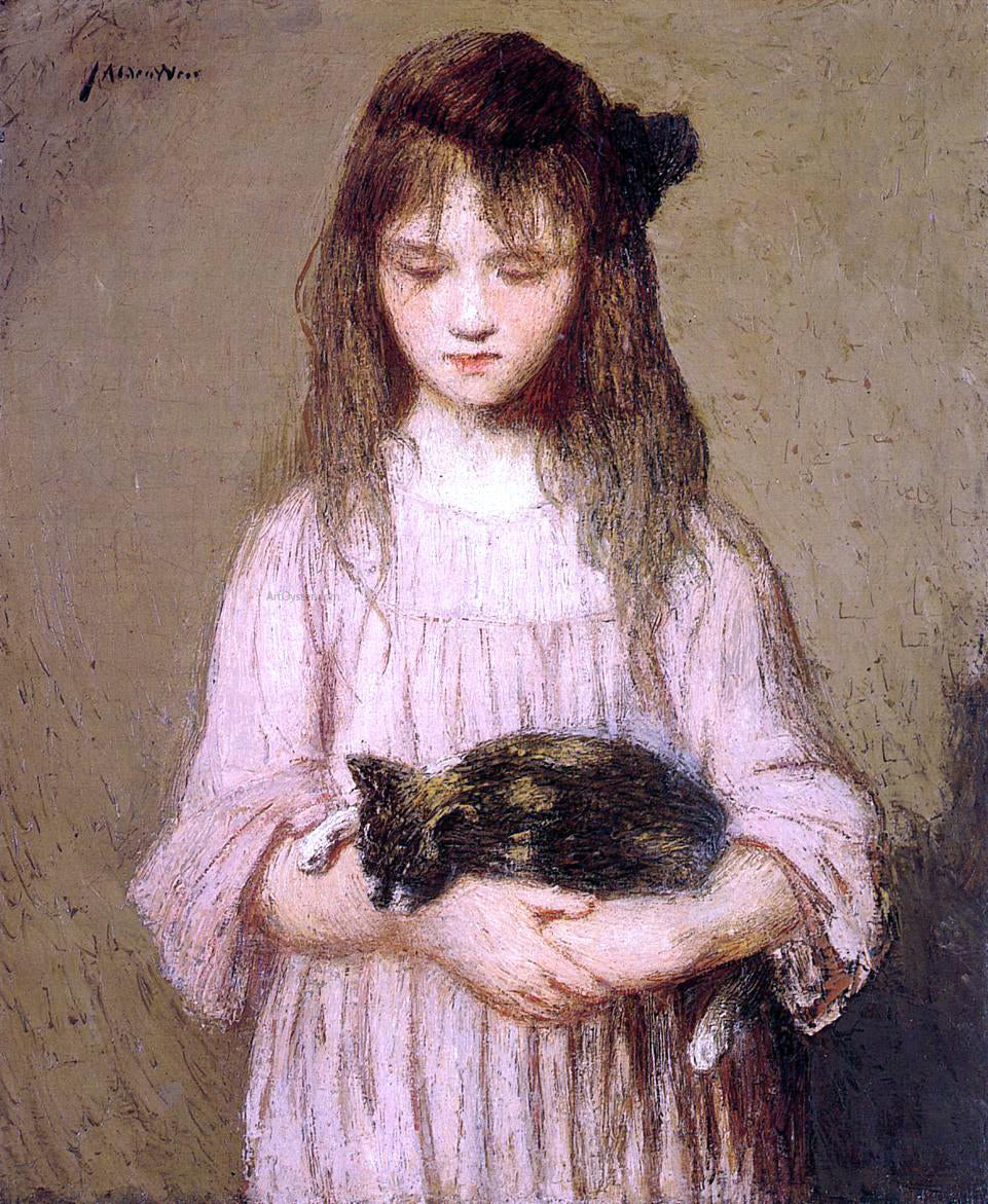 Julian Alden Weir Little Lizie Lynch (also known as Portrait of a Young Girl) - Canvas Print