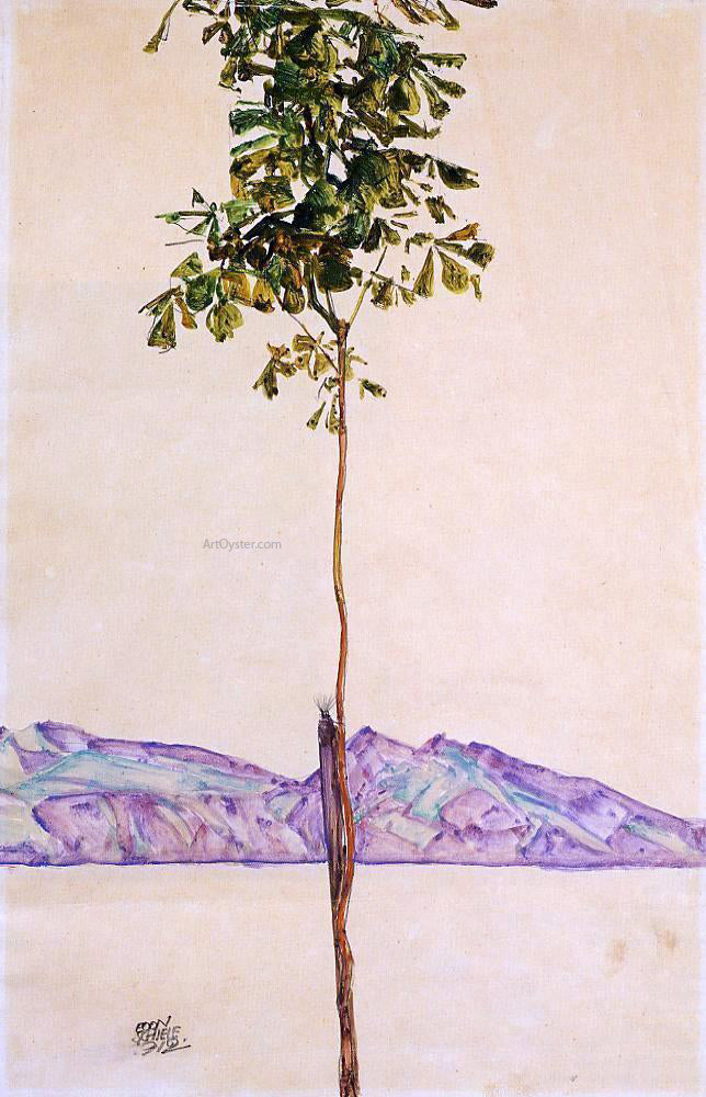 Egon Schiele Little Tree (also known as Chestnut Tree at Lake Constance) - Canvas Print