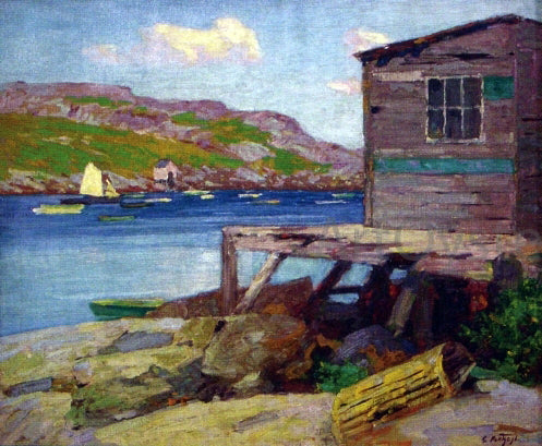 Edward Potthast A Lobster Shack, Monhegan Island - Canvas Print