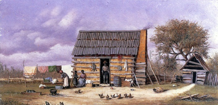 William Aiken Walker Log Cabin with Stretched Hide on Wall - Canvas Print
