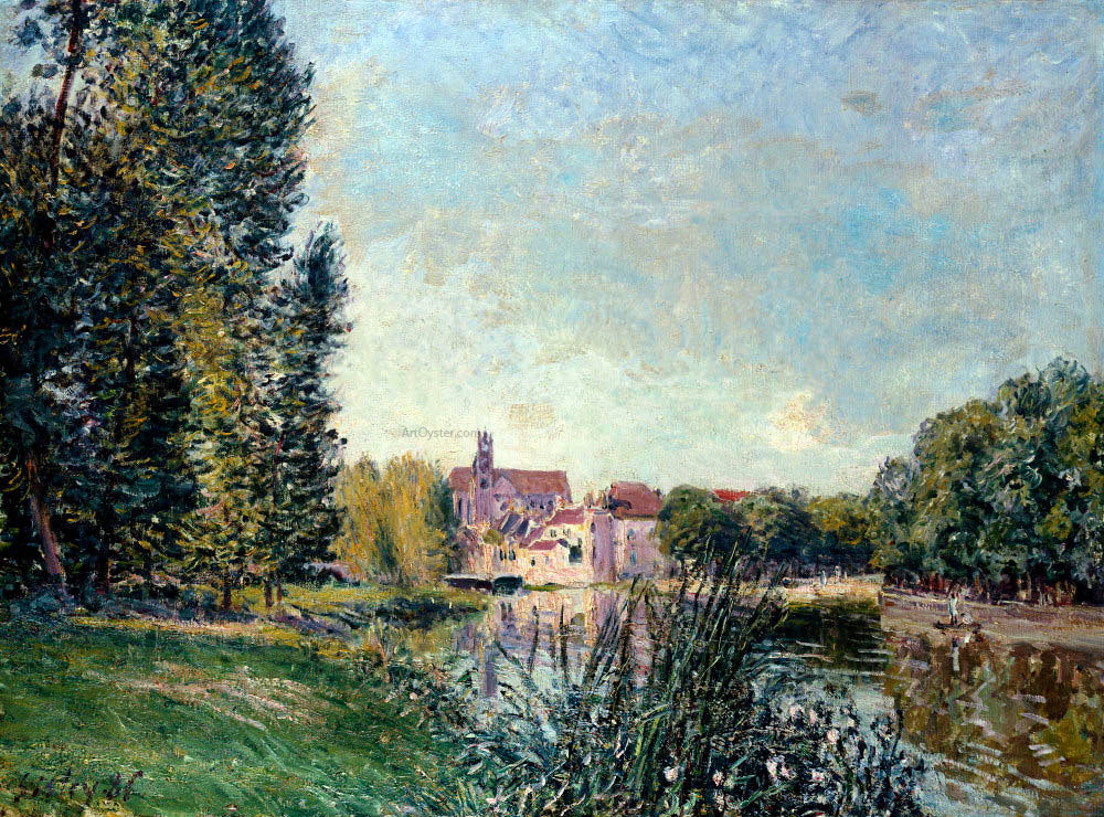 Alfred Sisley Loing River and Church at Moret - Canvas Print