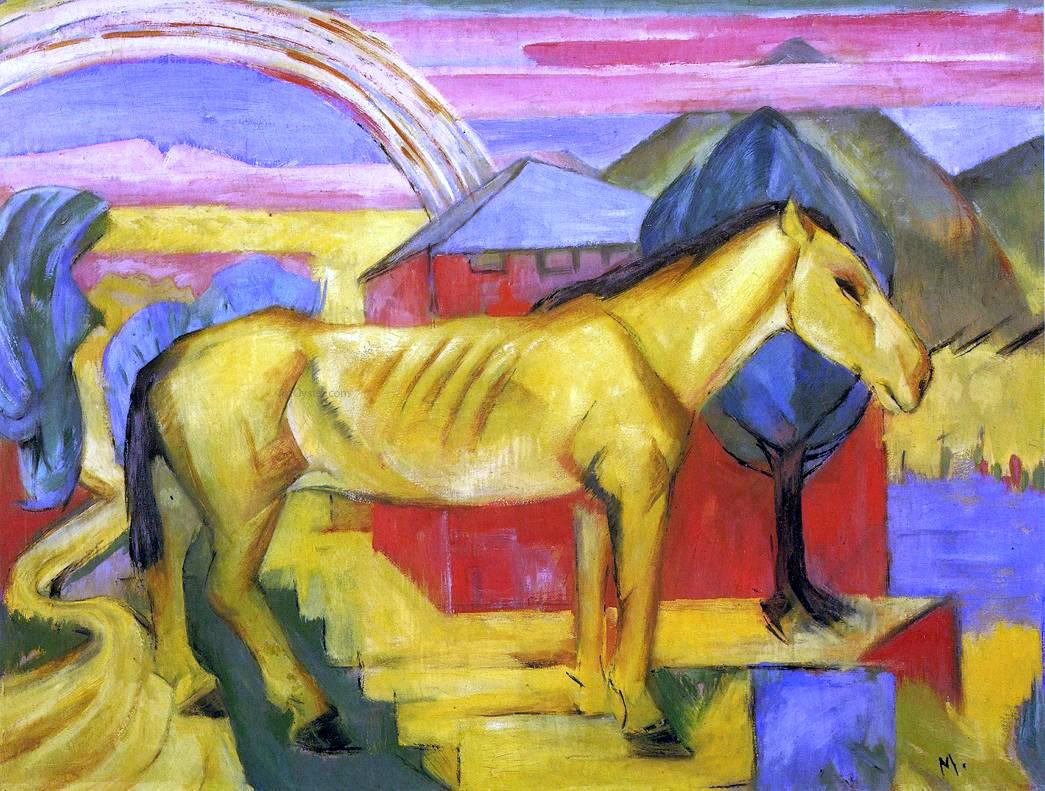 Franz Marc Long Yellow Horse - Canvas Print