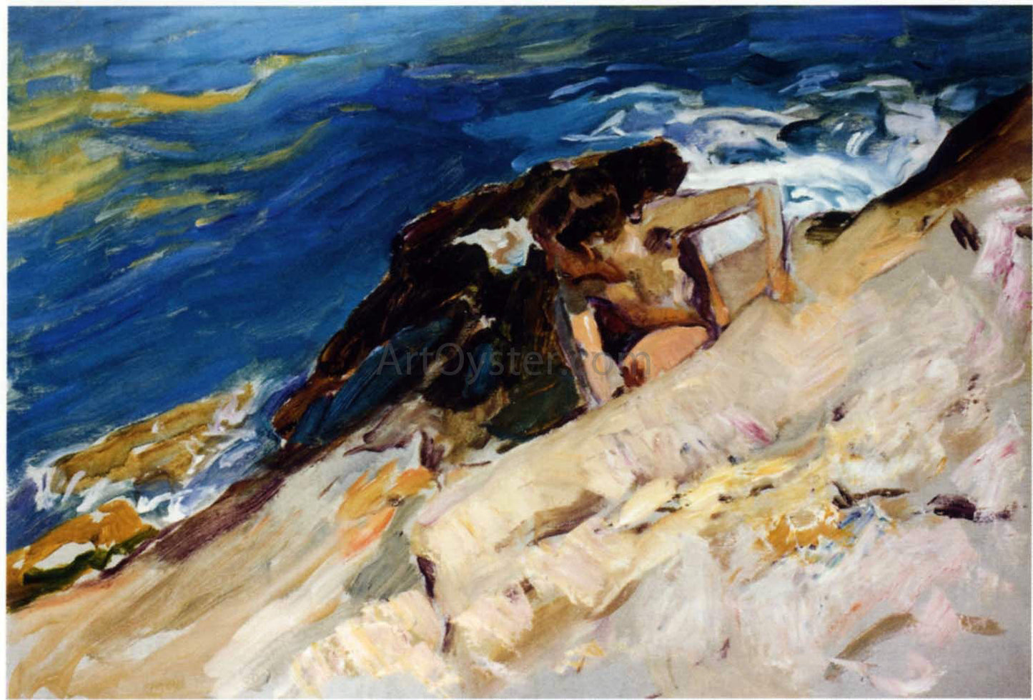 Joaquin Sorolla Y Bastida Looking for Crabs Among the Rocks, Javea - Canvas Print