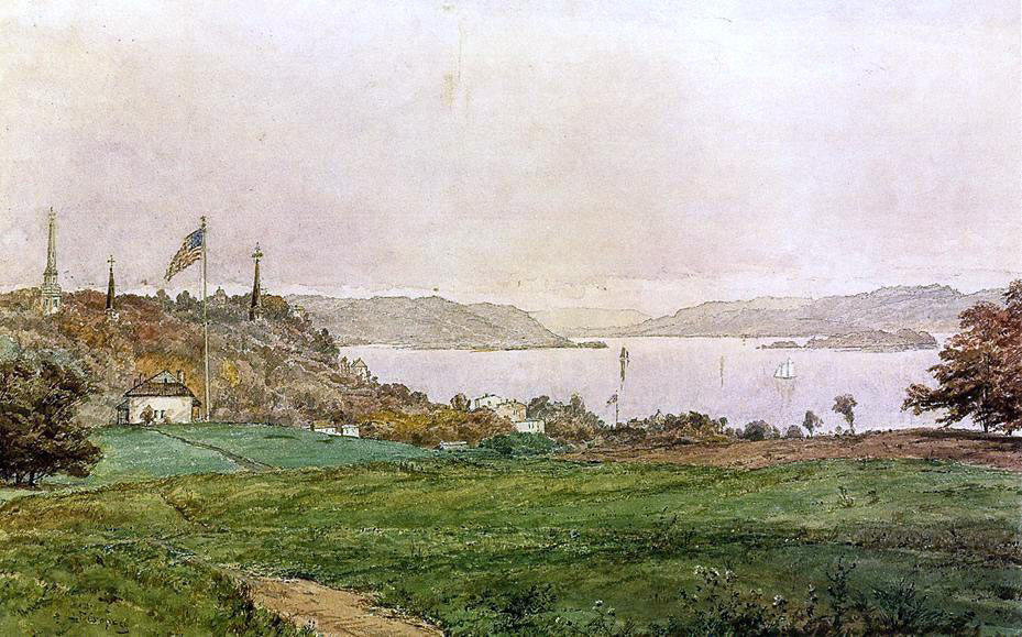 Jasper Francis Cropsey Looking North on The Hudson - Canvas Print