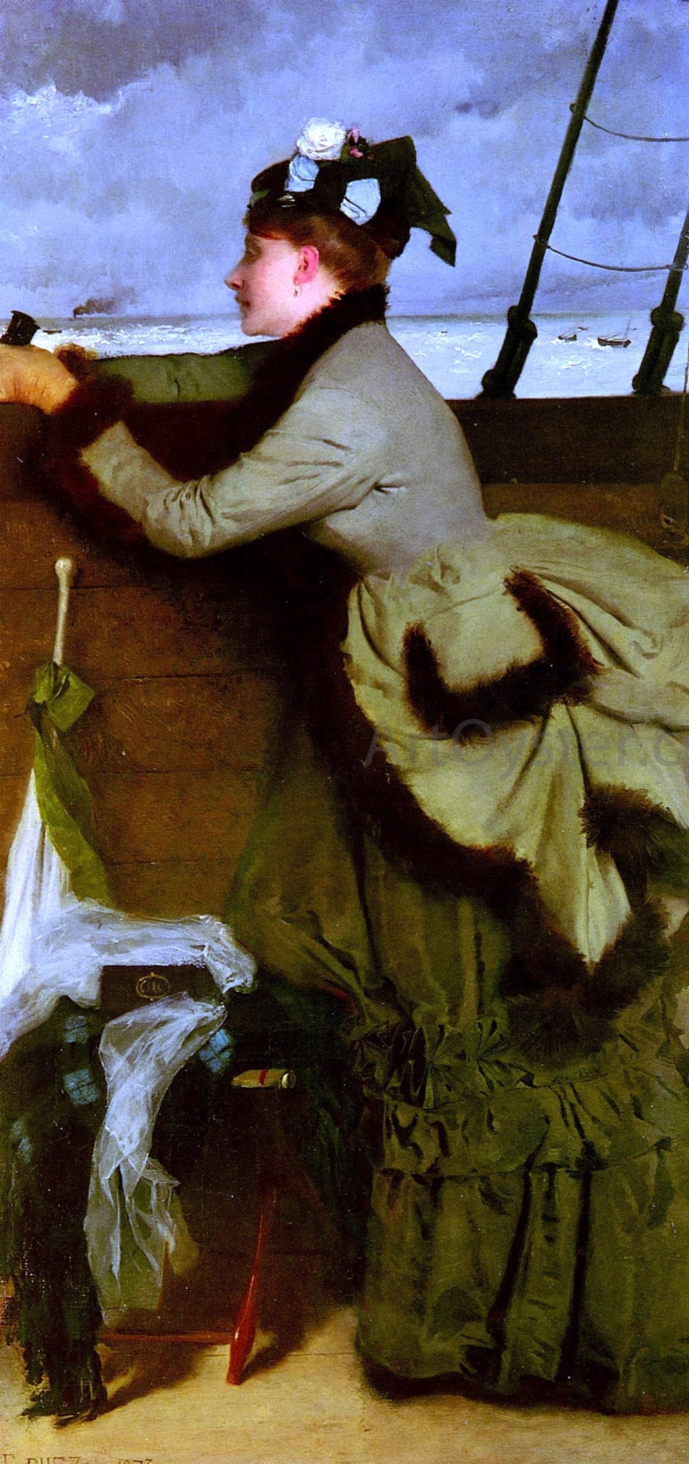 Ernest Ange Duez Looking Out to Sea - Canvas Print