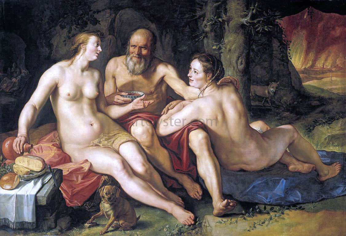 Hendrick Goltzius Lot and his Daughters - Canvas Print