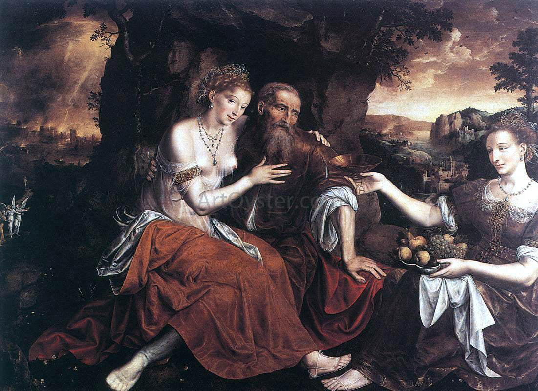 Jan Massys Lot and His Daughters - Canvas Print