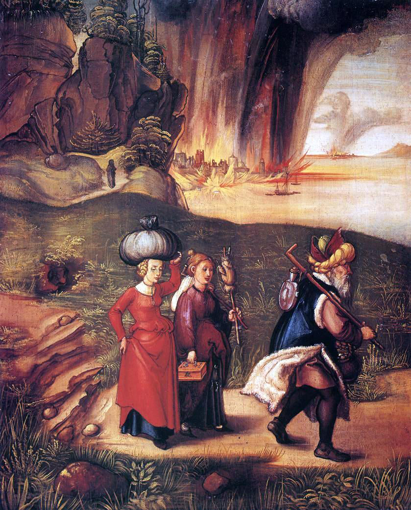 Albrecht Durer Lot Fleeing with his Daughters from Sodom - Canvas Print