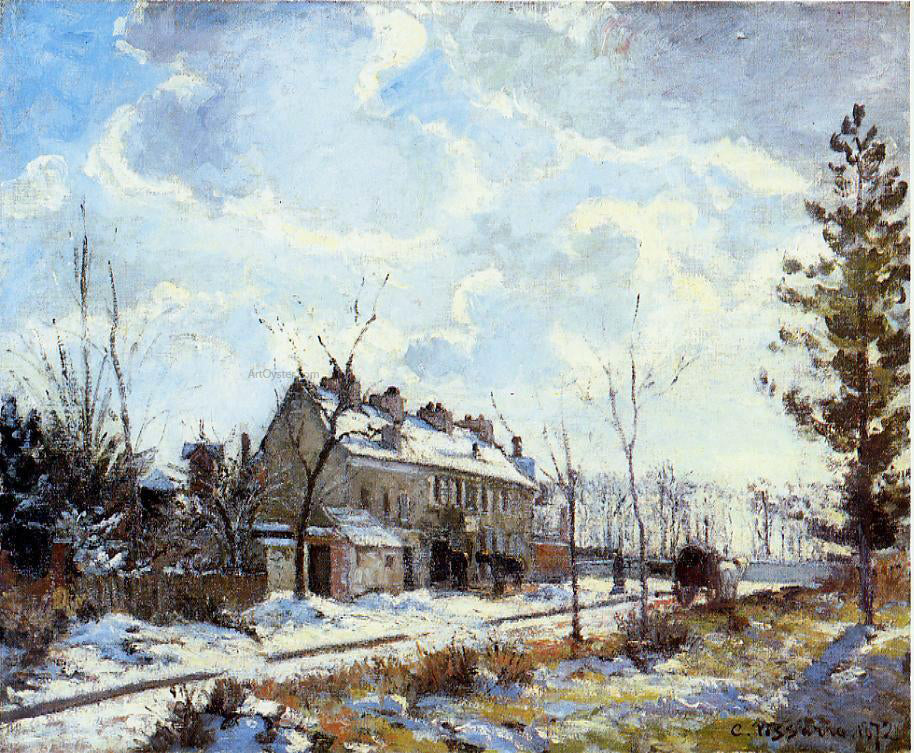 Camille Pissarro Louveciennes Road: Snow Effect - Canvas Print