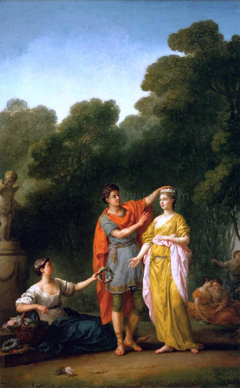 Joseph-Marie Vien Lover Crowning his Mistress - Canvas Print