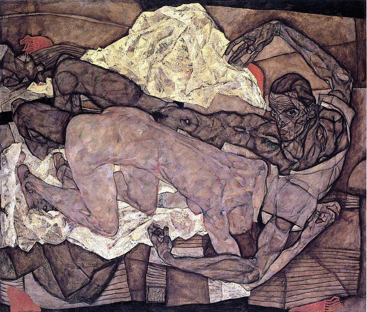 Egon Schiele Lovers: Man and Woman I - Canvas Print