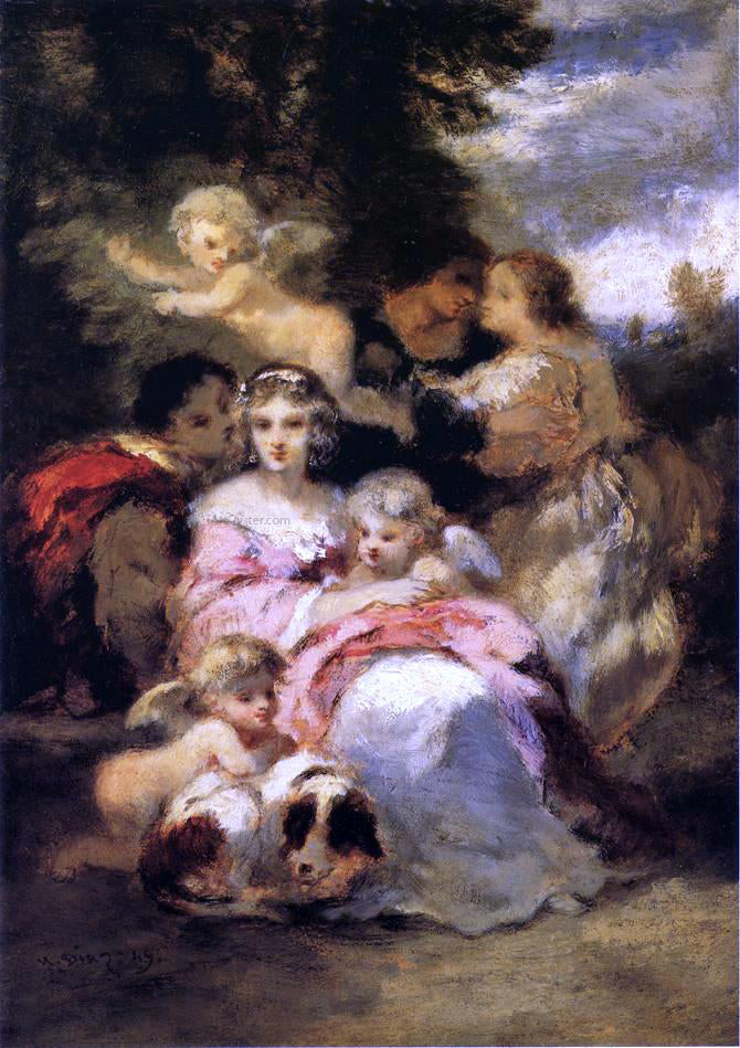 Narcisse Virgilio Diaz De la Pena Love's Rendesvous - Canvas Print