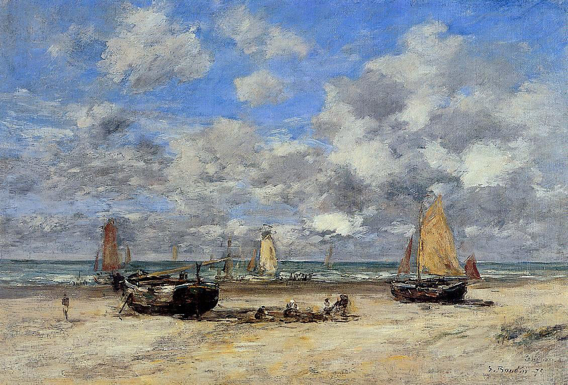 Eugene-Louis Boudin Low Tide at Scheveningen - Canvas Print