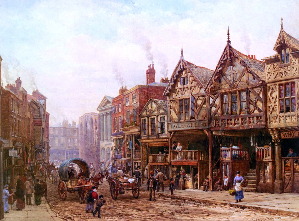 Louise Rayner Lower Bridge Street, Chester - Canvas Print