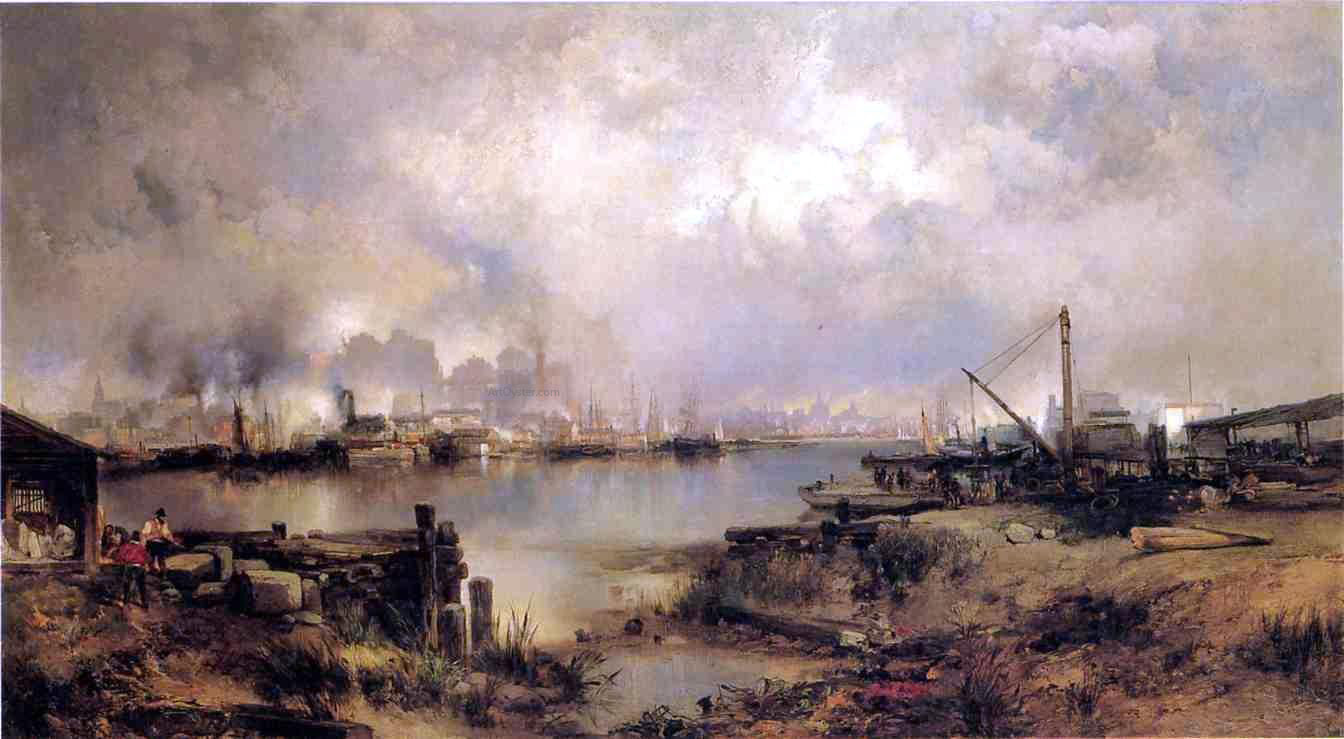 Thomas Moran Lower Manhattan from Communipaw, New Jersey - Canvas Print