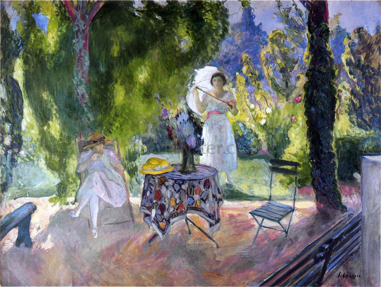 Henri Lebasque Lunch in the Garden - Canvas Print